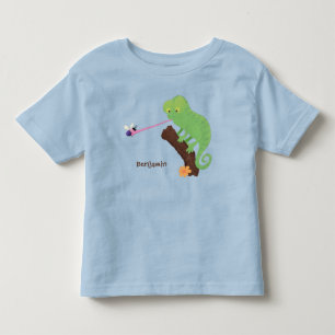 T-shirt Pour Les Tous Petits Caricature de lézard de caméléon vert joyeux