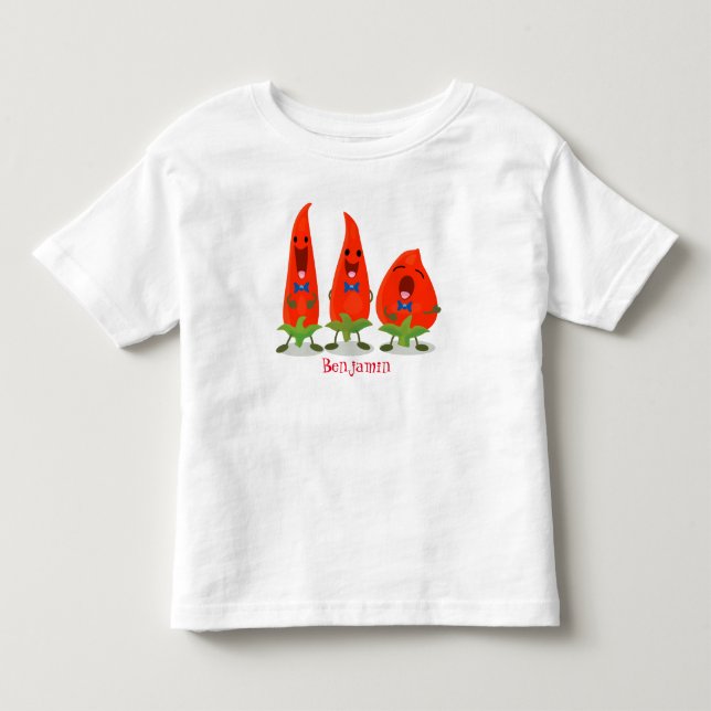 T-shirt Pour Les Tous Petits Caricature de piments chantants mignons (Devant)