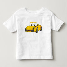 Caricature de voiture sport jaune joyeux