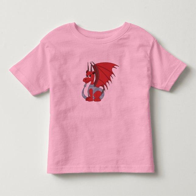 T-shirt Pour Les Tous Petits Caricature Dragon Rouge (Devant)