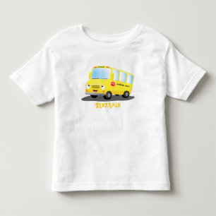 T-shirt Pour Les Tous Petits Caricature du bus scolaire jaune joyeux