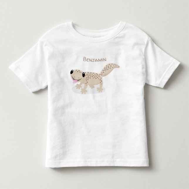 T-shirt Pour Les Tous Petits Caricature joli tan gecko tan joyeux (Devant)