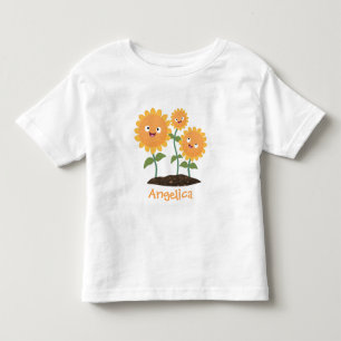 T-shirt Pour Les Tous Petits Caricature joli tournesol souriant illustration