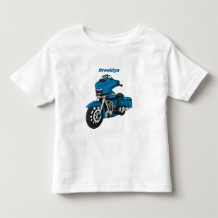 T-shirt Pour Les Tous Petits Caricature joyeux bleu moto
