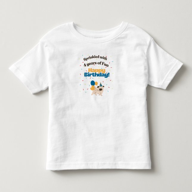 T-shirt Pour Les Tous Petits Carlin anniversaire 4 ans (Devant)