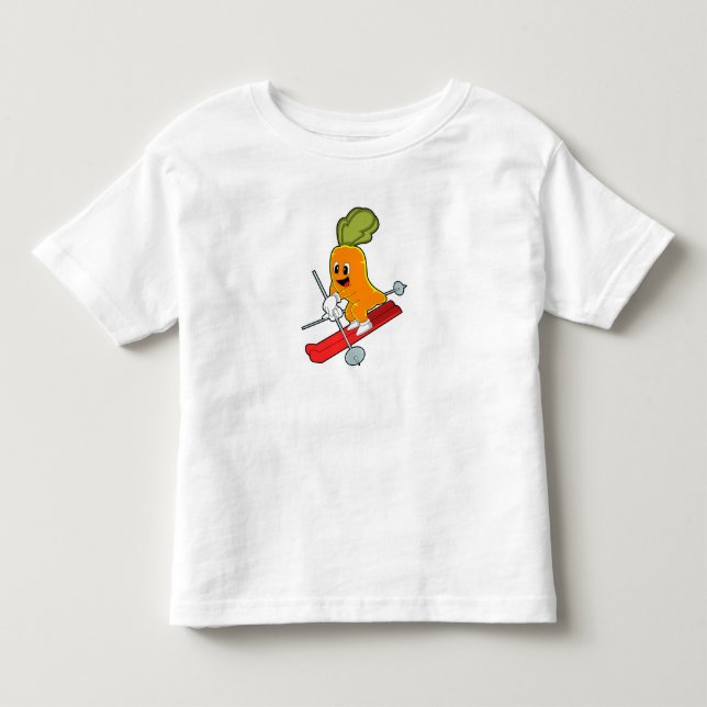 T-shirt Pour Les Tous Petits Carotte en ski avec ski (Devant)