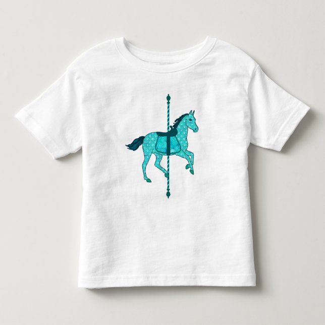 T-shirt Pour Les Tous Petits Carousel Horse - Turquoise et Aqua (Devant)