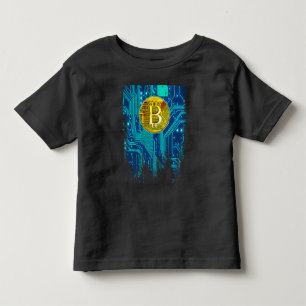 T-shirt Pour Les Tous Petits Carte Bitcoin Cryptomonnaie et circuit