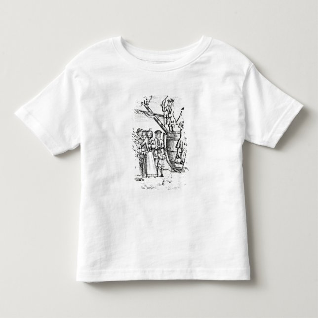 T-shirt Pour Les Tous Petits Carte de jeu dépeignant l'arrivée d'immigrés (Devant)