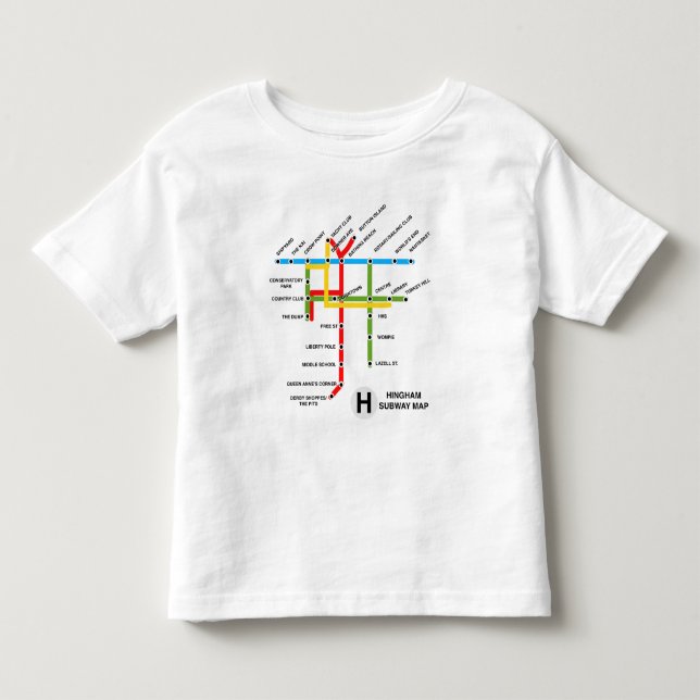 T-shirt Pour Les Tous Petits Carte du métro Hingham Massachusetts (Devant)