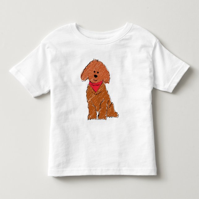 T-shirt Pour Les Tous Petits Cartoon personnalisé mignon Doodé rouge chien (Devant)