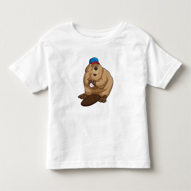 T-shirt Pour Les Tous Petits Castor au baseball avec baseball (Devant)