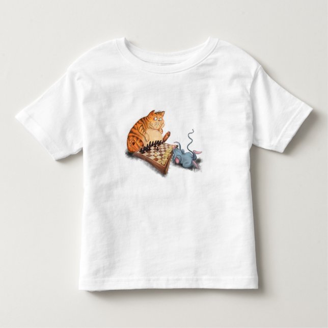 T-shirt Pour Les Tous Petits Cat and Mouse Playing Chess (Devant)