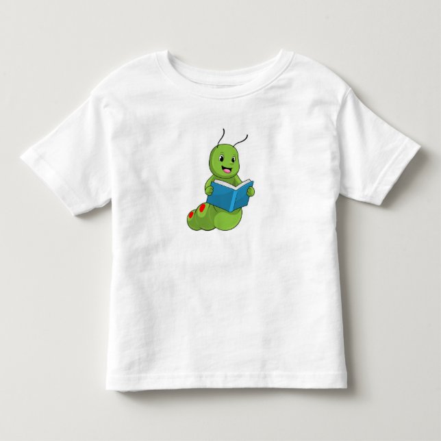 T-shirt Pour Les Tous Petits Caterpillar à lire avec livre (Devant)