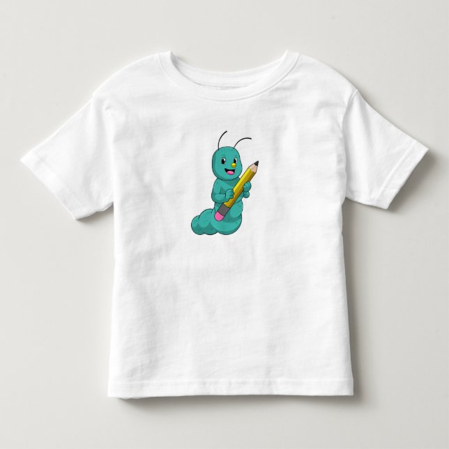 T-shirt Pour Les Tous Petits Caterpillar avec crayon (Devant)