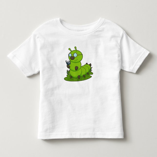 T-shirt Pour Les Tous Petits Caterpillar Nerd avec lunettes et livre (Devant)