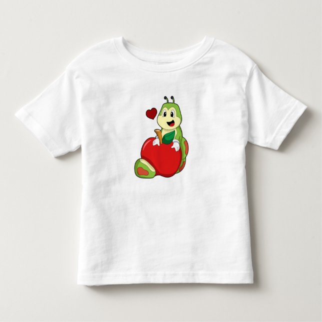T-shirt Pour Les Tous Petits Caterpillar with Apple (Devant)
