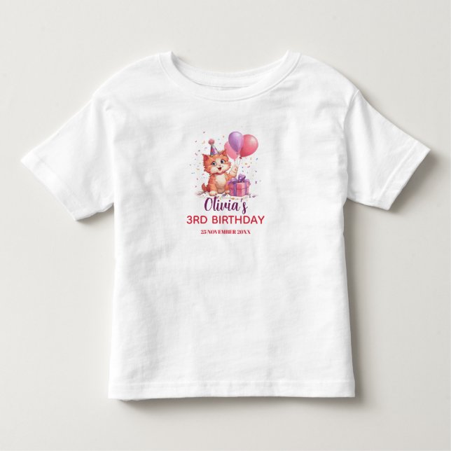 T-shirt Pour Les Tous Petits Célébration de chats Kitty Anniversaire (Devant)