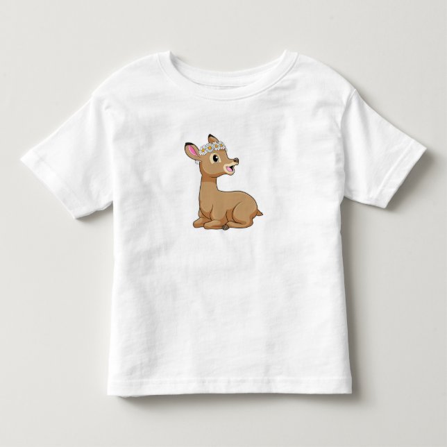 T-shirt Pour Les Tous Petits Cerf avec Fleur marguerite (Devant)