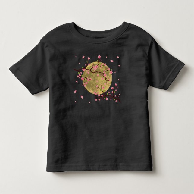 T-shirt Pour Les Tous Petits Cerise en fleurs Lune sakura japonais (Devant)