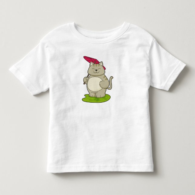 T-shirt Pour Les Tous Petits Chat avec parapluie (Devant)