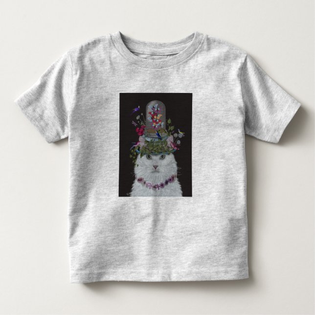 T-shirt Pour Les Tous Petits Chat blanc avec cloche papillon (Devant)