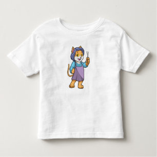 T-shirt Pour Les Tous Petits Chat coiffeur avec ciseaux