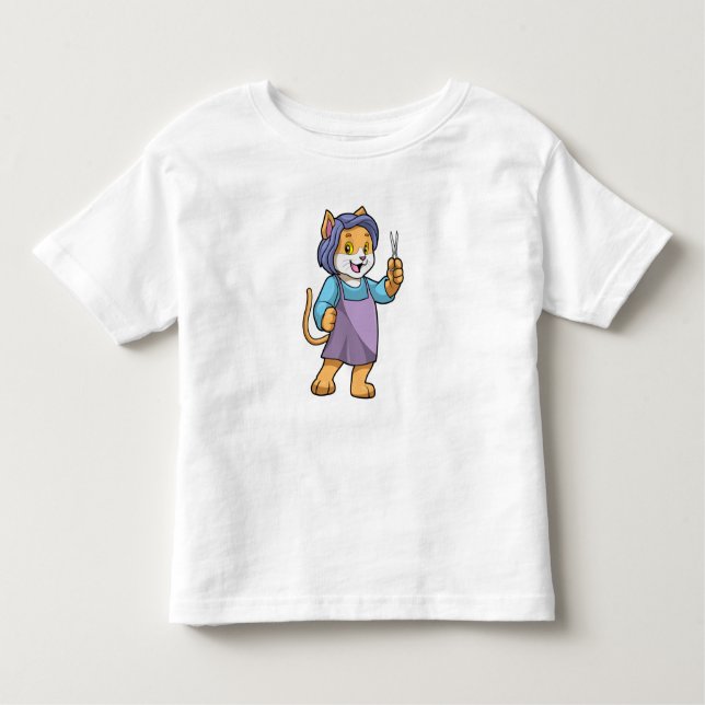 T-shirt Pour Les Tous Petits Chat coiffeur avec ciseaux (Devant)