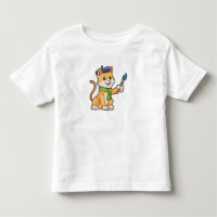 Chat comme Peintre avec pinceau et écusson