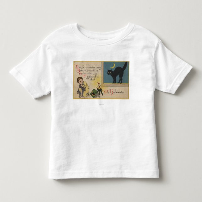 T-shirt Pour Les Tous Petits Chat de Halloween GreetingBlack (Devant)