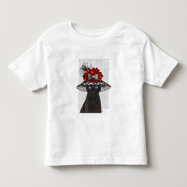 T-shirt Pour Les Tous Petits Chat noir avec Casquette fabuleux (Devant)