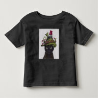 Chat noir avec théière et hibou