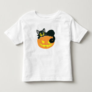 T-shirt Pour Les Tous Petits Chat noir d'Halloween et Citrouille