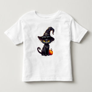 T-shirt Pour Les Tous Petits Chat noir et Halloween Citrouille