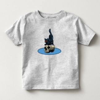 T-shirt Pour Les Tous Petits Chat sur la tête de mort Bébé garçon fille Hallowe
