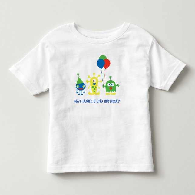 T-shirt Pour Les Tous Petits Chemise d'anniversaire de coup de monstre (Devant)