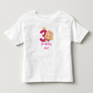 T-shirt Pour Les Tous Petits Chemise pour fille de 3 ans – Couronne rose et mot