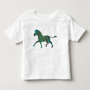 T-shirt Pour Les Tous Petits Chemises d'impression Brown et Turquoise Zebra