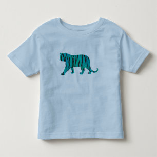 T-shirt Pour Les Tous Petits Chemises Tiger noir et Turquoise Silhouettes