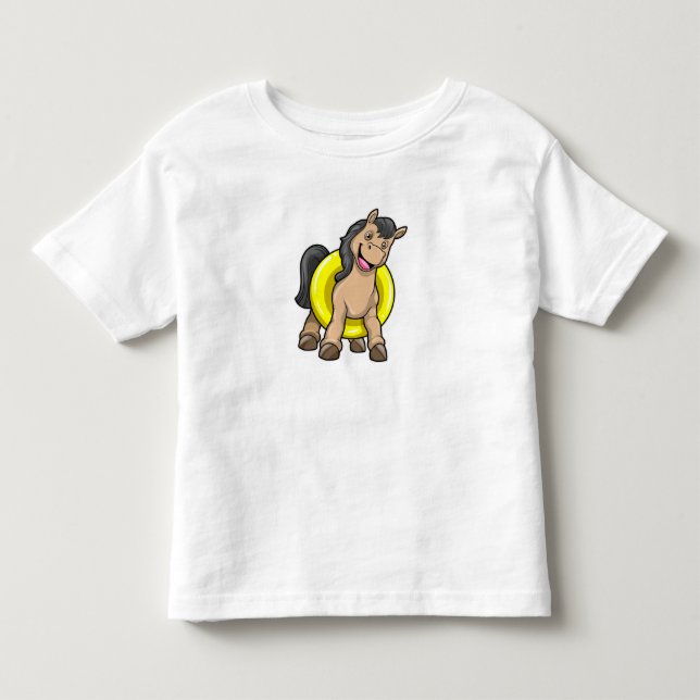 T-shirt Pour Les Tous Petits Cheval à la plage avec bouée (Devant)