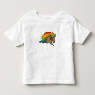 T-shirt Pour Les Tous Petits Cheval aux Cheveux Arc-en-Ciel