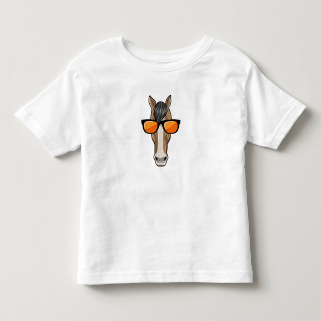 T-shirt Pour Les Tous Petits Cheval avec lunettes de soleil (Devant)