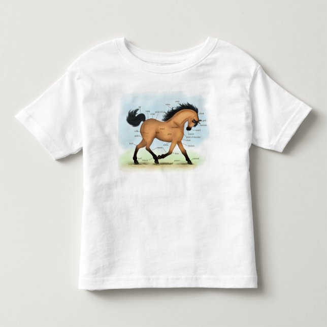 T-shirt Pour Les Tous Petits Cheval Buckskin Education Equine Anatomie (Devant)