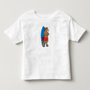 T-shirt Pour Les Tous Petits Cheval en surfeur avec planche de surf