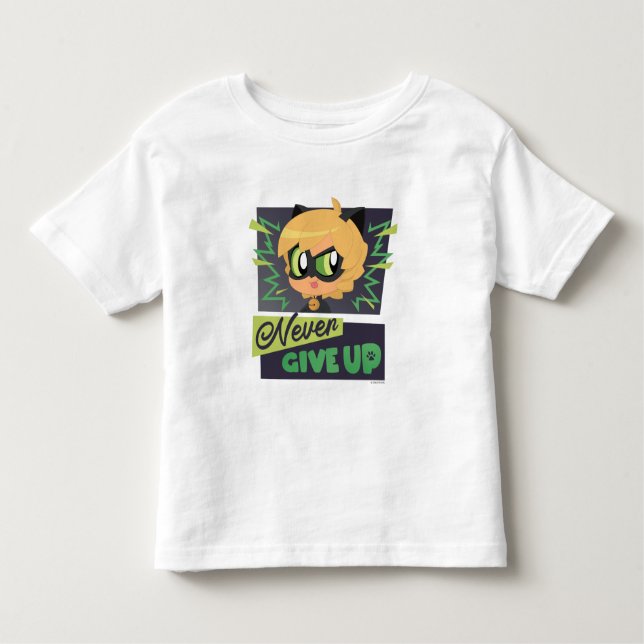 T-shirt Pour Les Tous Petits Chibi Cat Noir Ne jamais abandonner (Devant)