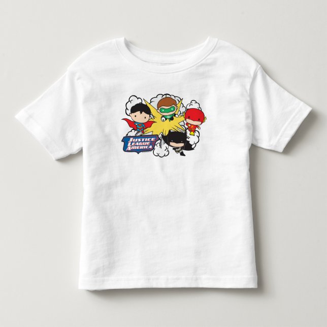 T-shirt Pour Les Tous Petits Chibi Justice League of America Explosion (Devant)