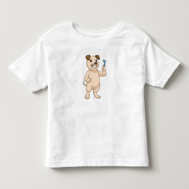 T-shirt Pour Les Tous Petits Chien avec brosse à dents (Devant)