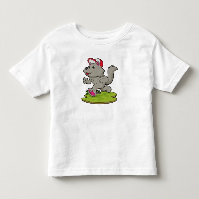 T-shirt Pour Les Tous Petits Chien comme coureur avec Casquette (Devant)