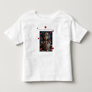 T-shirt Pour Les Tous Petits Chien de Noël de la Saint-Valentin Cœurs rouges 