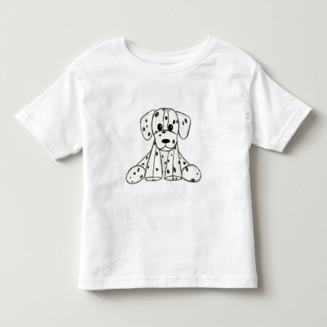 T-shirt Pour Les Tous Petits Chien en dalmate dessin simple noir (Devant)